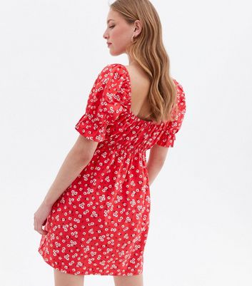 Marine red floral deals print mini dress