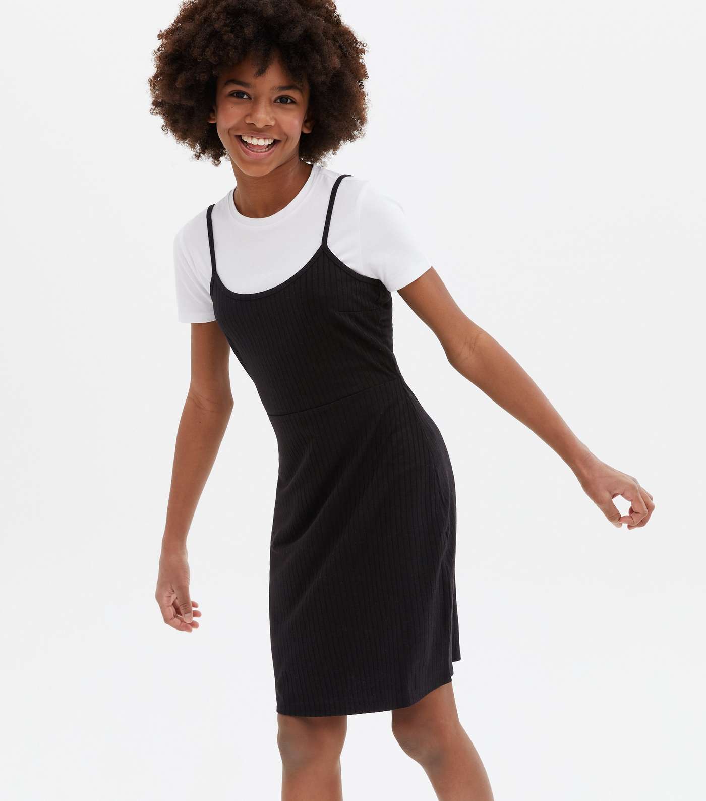 Girls Black 2-in-1 T-Shirt Dress Image 2