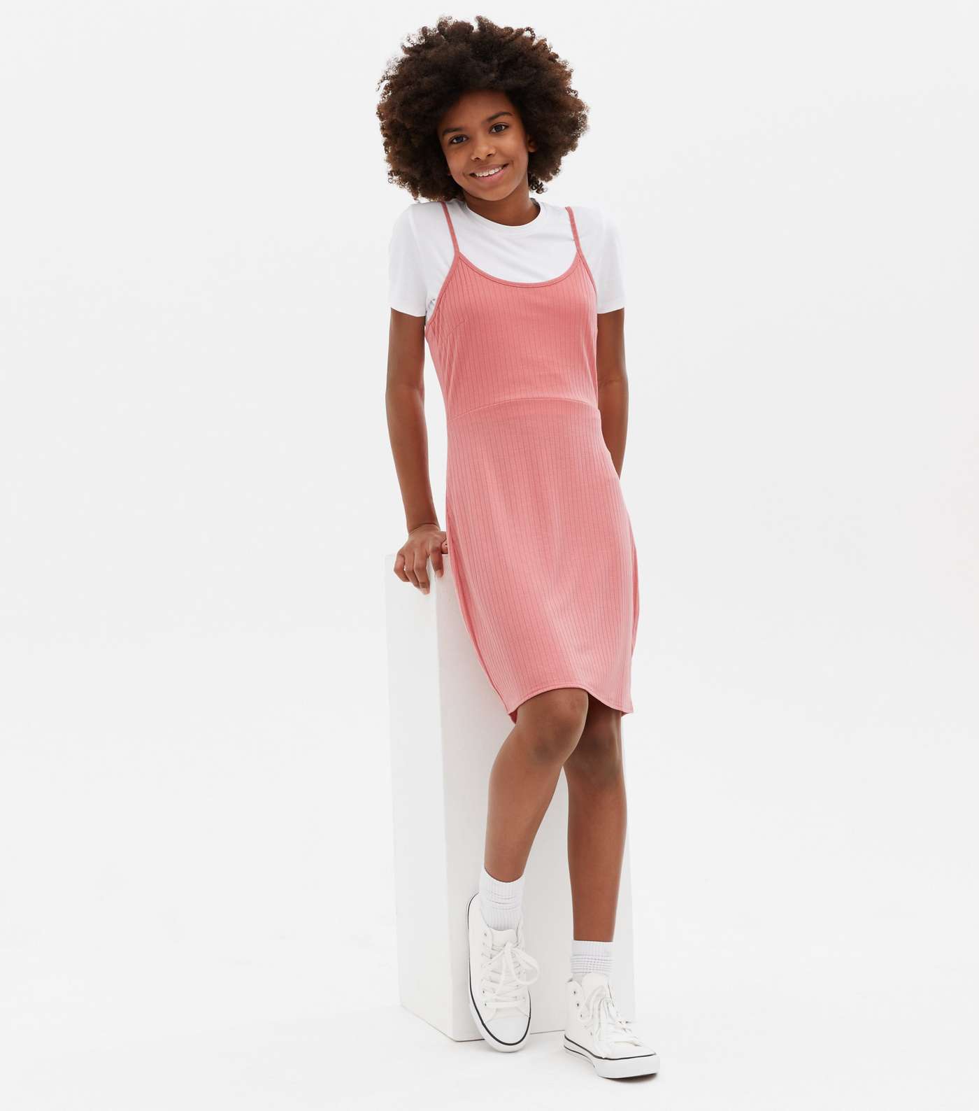 Girls Deep Pink 2-in-1 T-Shirt Dress