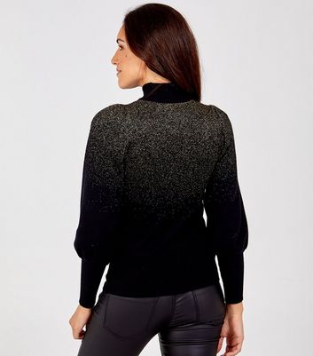 Blue Vanilla Black Glitter High Neck 