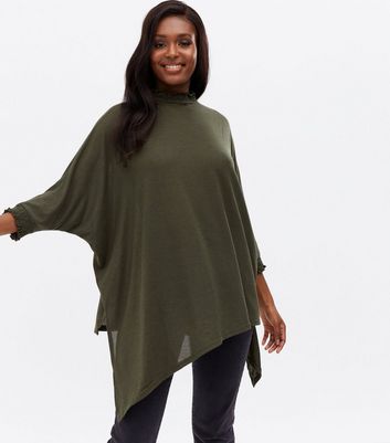 Click to view product details and reviews for Blue Vanilla Khaki Fine Knit Asymmetric Oversized Top New Look.