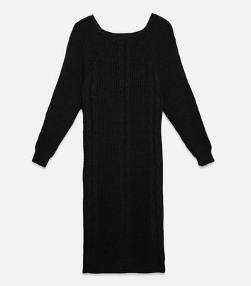 black cable knit dress