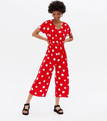 polka dot jumpsuit red