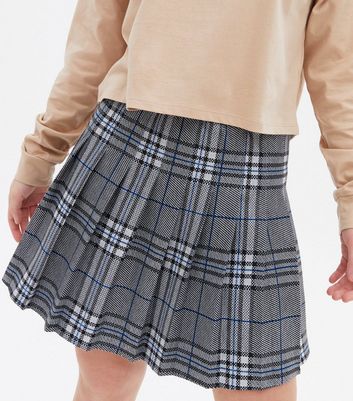 Girls Blue Check Pleated Tennis Skirt New Look