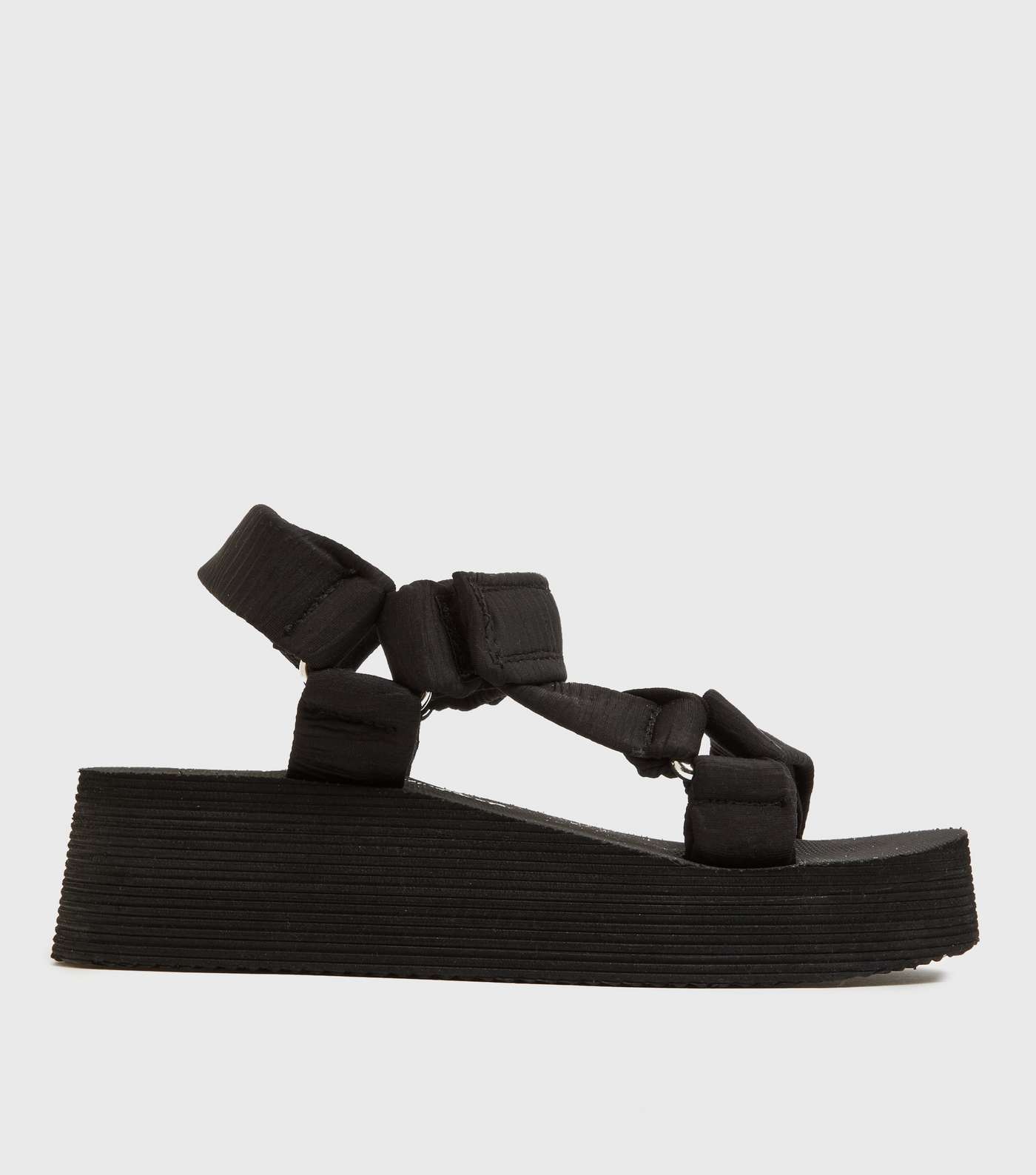 Black Strappy Chunky Wedge Sandals