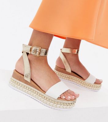 White studded sales espadrille sandals