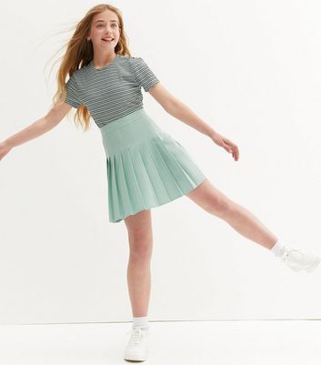 Pastel green pleated skirt best sale