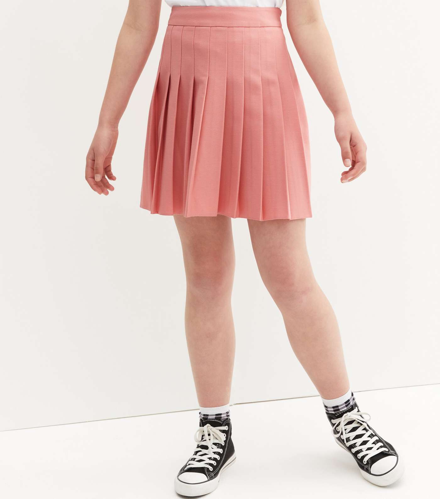 Girls Pale Pink Pleated Tennis Skirt Image 2