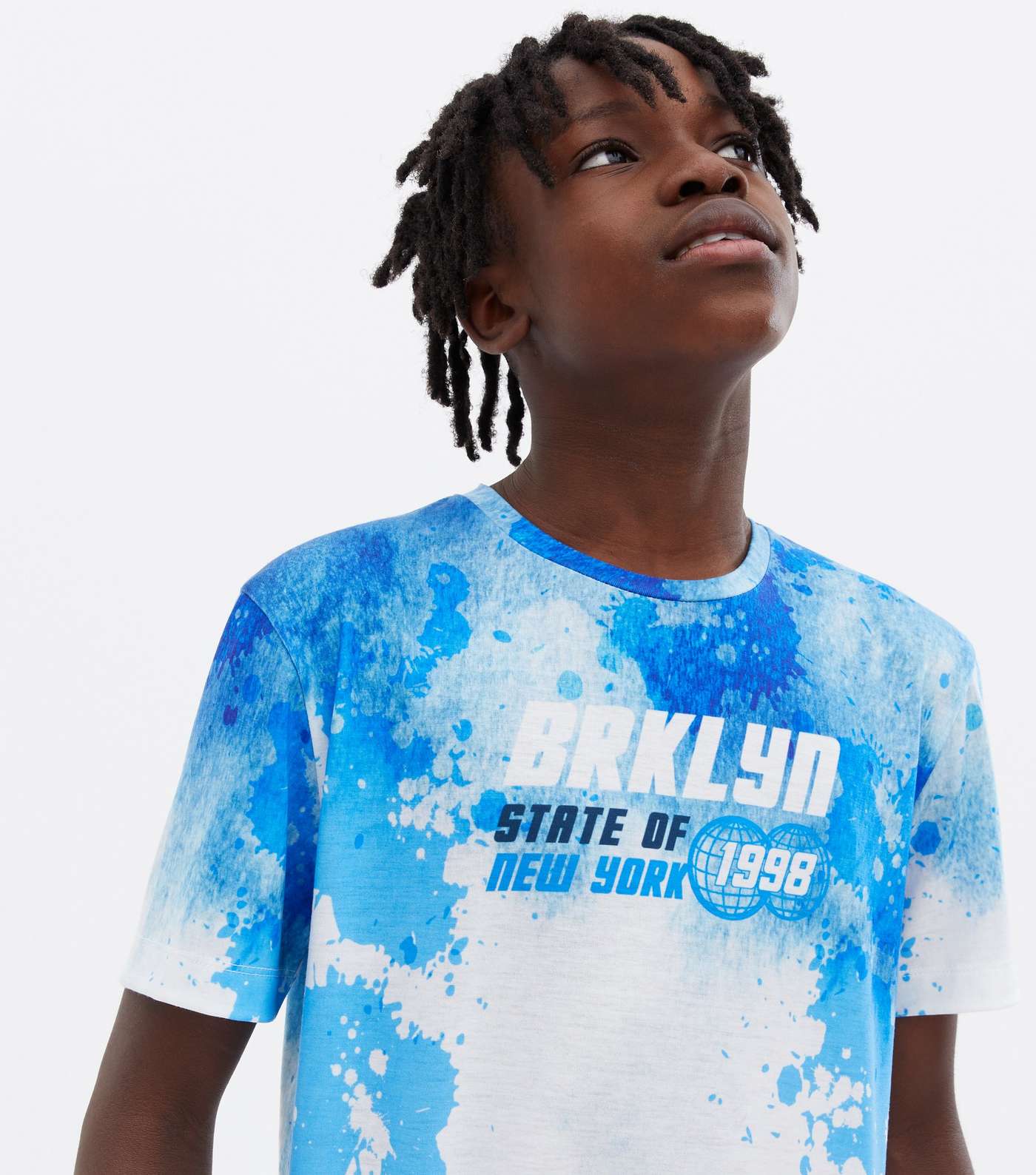 Boys Bright Blue Splatter Logo T-Shirt Image 2