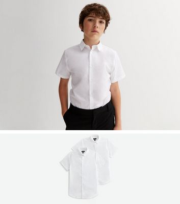 Boys white short deals sleeve dress shirt