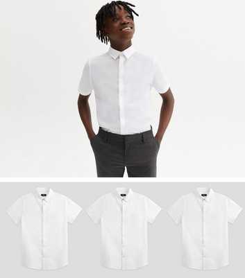 Boys 3 Pack White Short Sleeve Easy Care School Shirts
