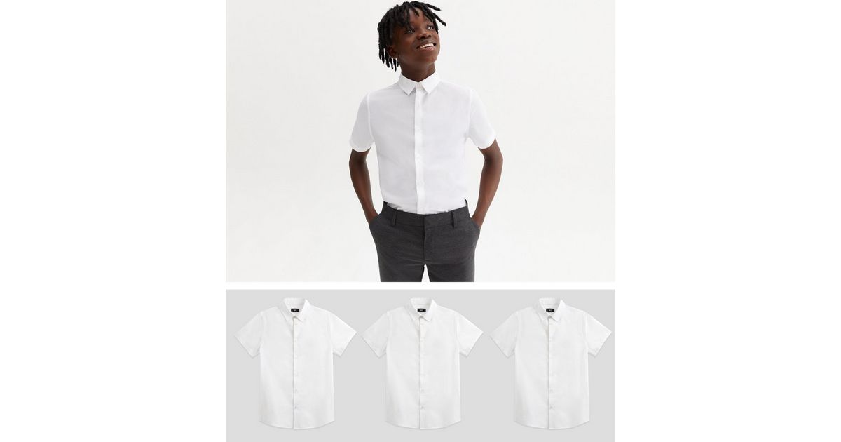 boys white short sleeve school shirts
