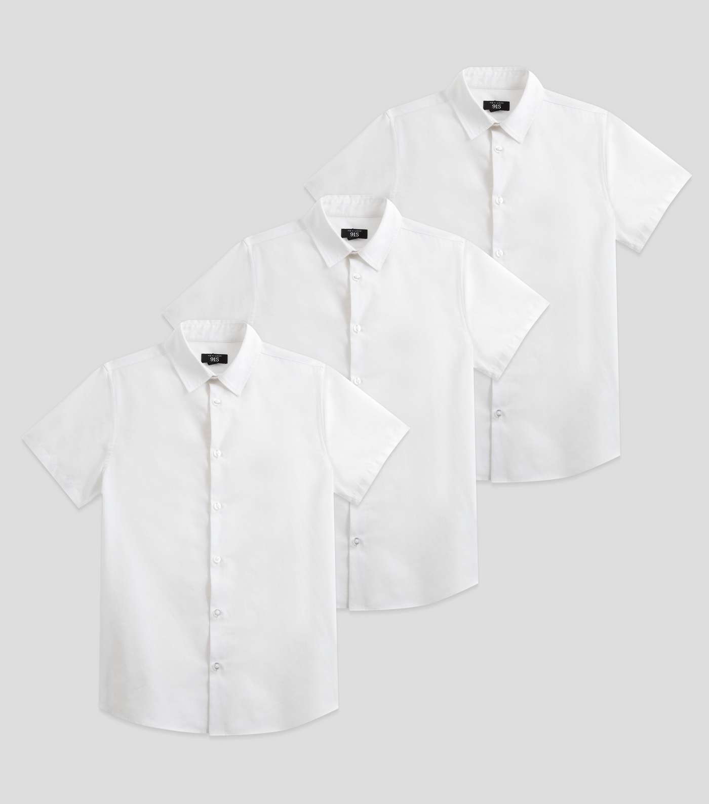Boys 3 Pack White Short Sleeve Easy Care School Shirts Image 8