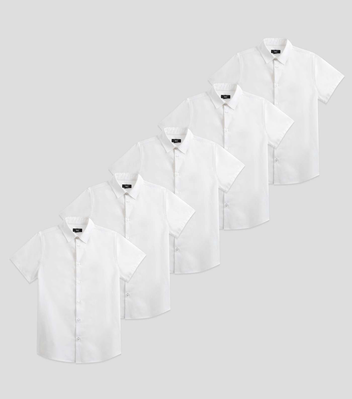 Boys 5 Pack White Short Sleeve Easy Care School Shirts Image 8