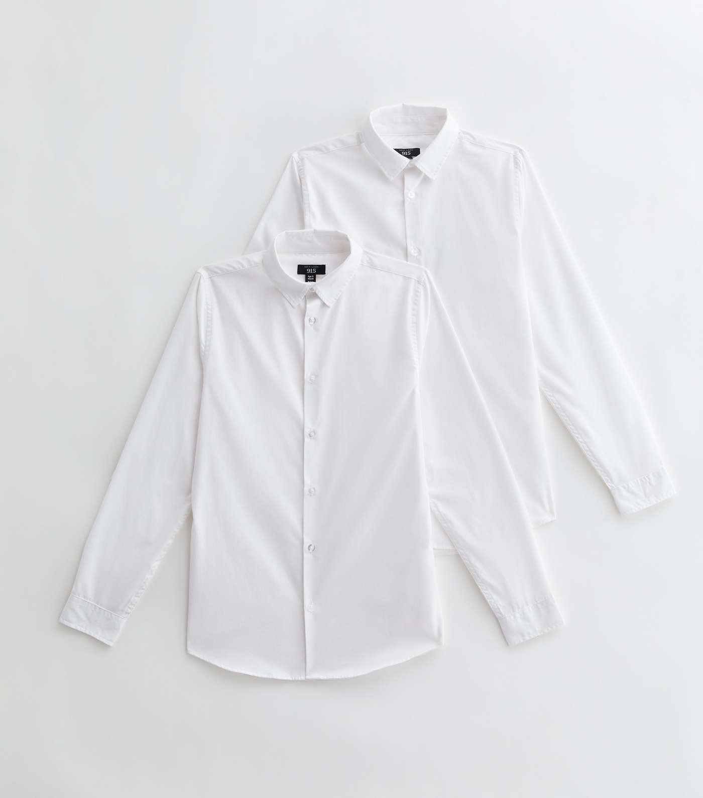 Boys 2 Pack White Long Sleeve Easy Care School Shirts Image 5