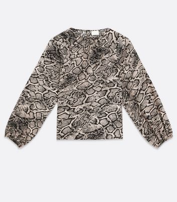 Vila Brown Snake Print Long Sleeve Blouse New Look