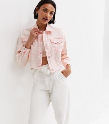 Pale pink jean on sale jacket