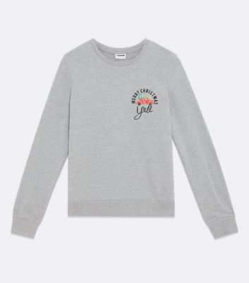 Click to view product details and reviews for Noisy May Pale Grey Merry Christmas Logo Sweatshirt New Look.