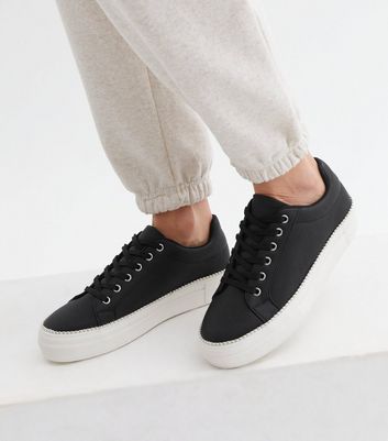 Flatform store leather trainers