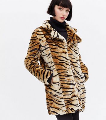 tiger faux fur coat