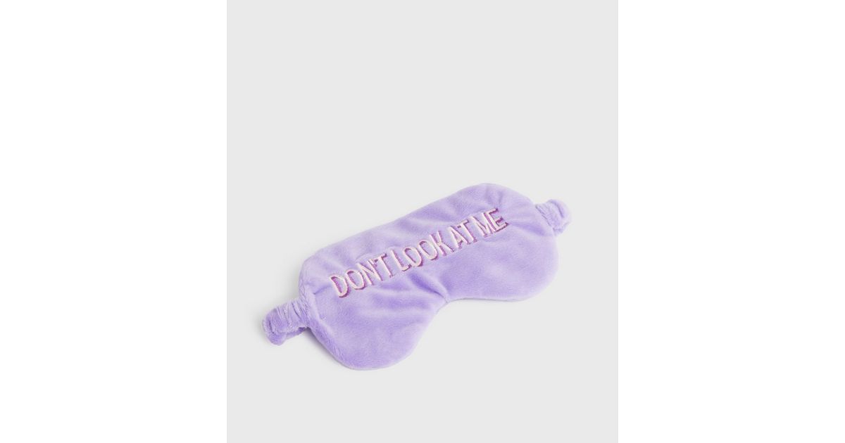 Lilac Logo Embroidered Eye Mask New Look