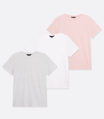 Damen Bekleidung 3 Pack Grey White and Pink Short Sleeve T-Shirts