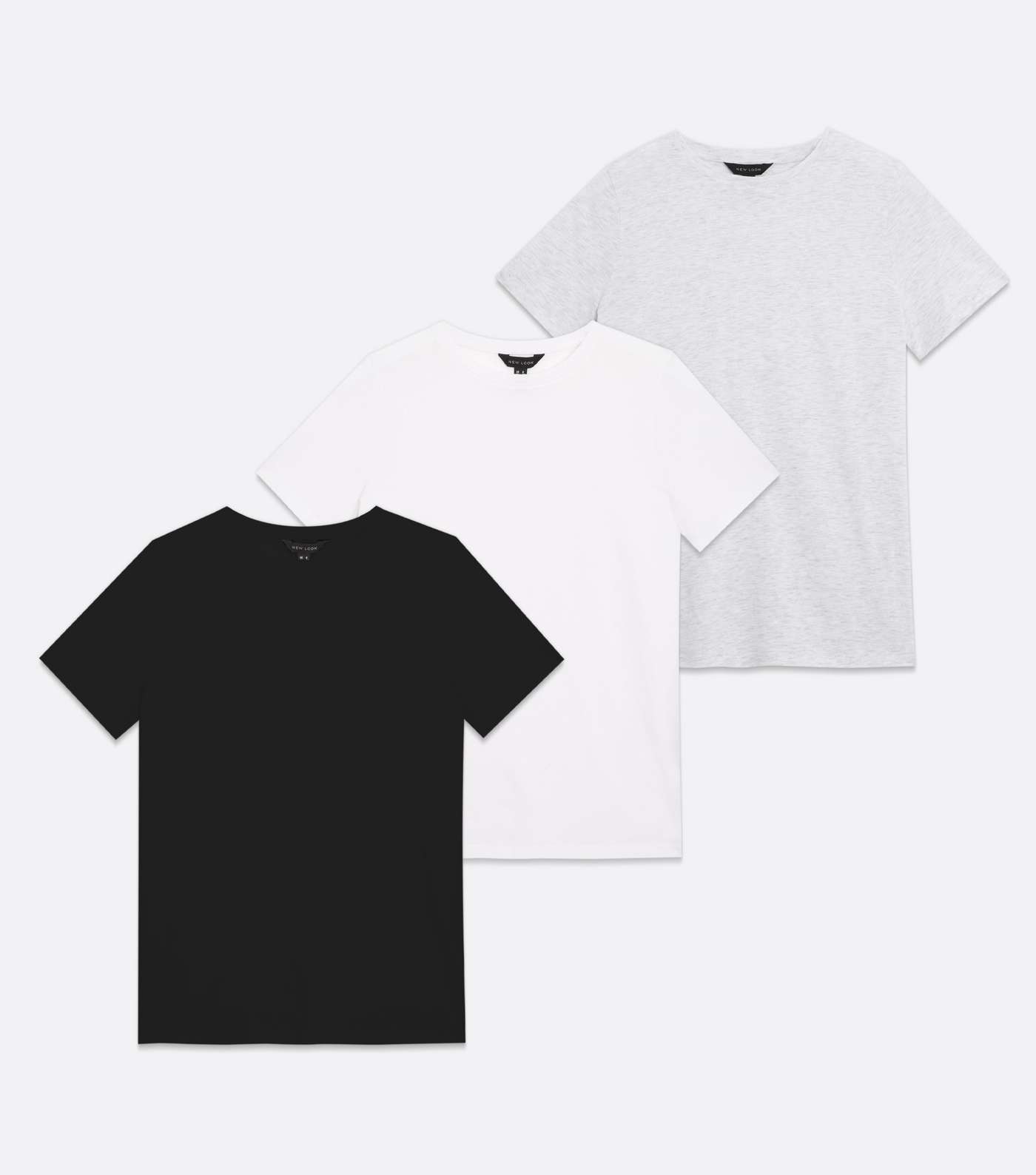 3 Pack Light Grey Black and White Short Sleeve T-Shirts Image 5