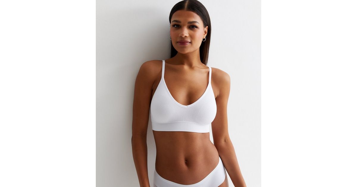 White Ribbed Seamless Bralette | New Look