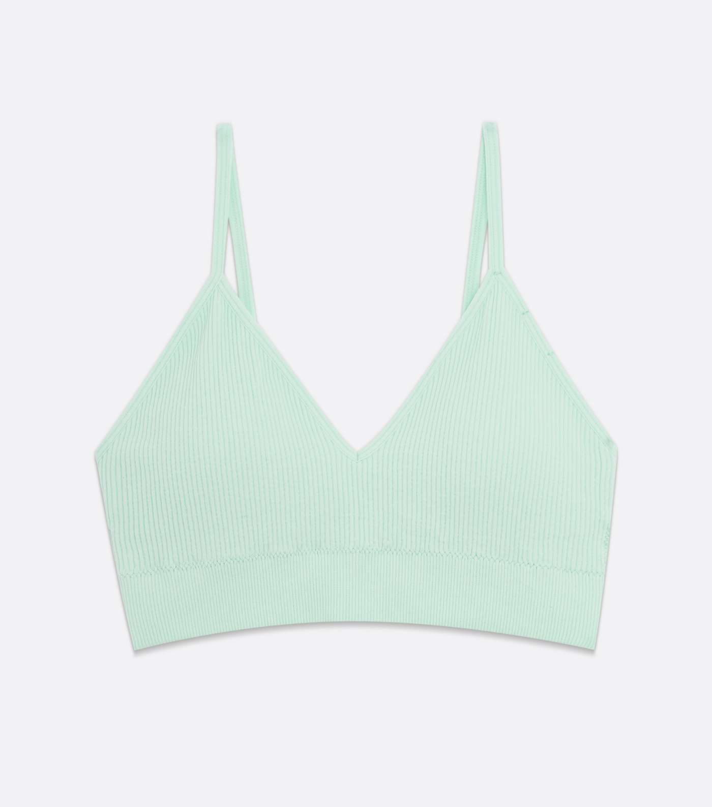 Mint Green Ribbed Seamless Bralette Image 5