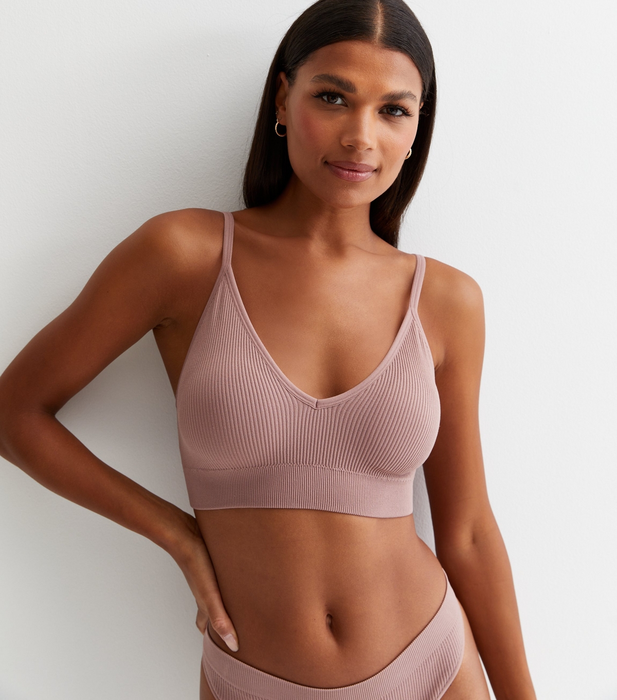 Women's Deep Pink Ribbed Seamless Bralette New Look