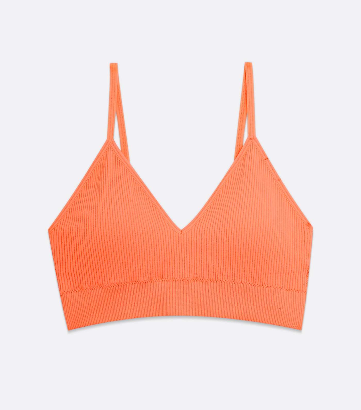 Coral Ribbed Seamless Bralette Image 5