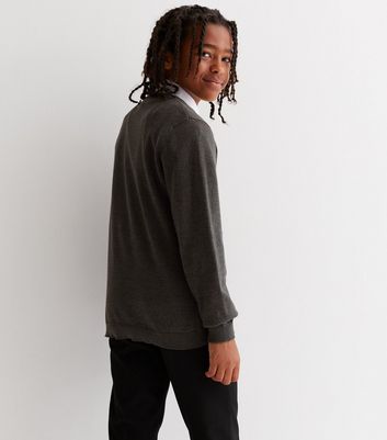 Light grey v 2024 neck school jumper