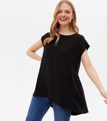 Click to view product details and reviews for Black Fine Knit Side Peplum Top New Look.