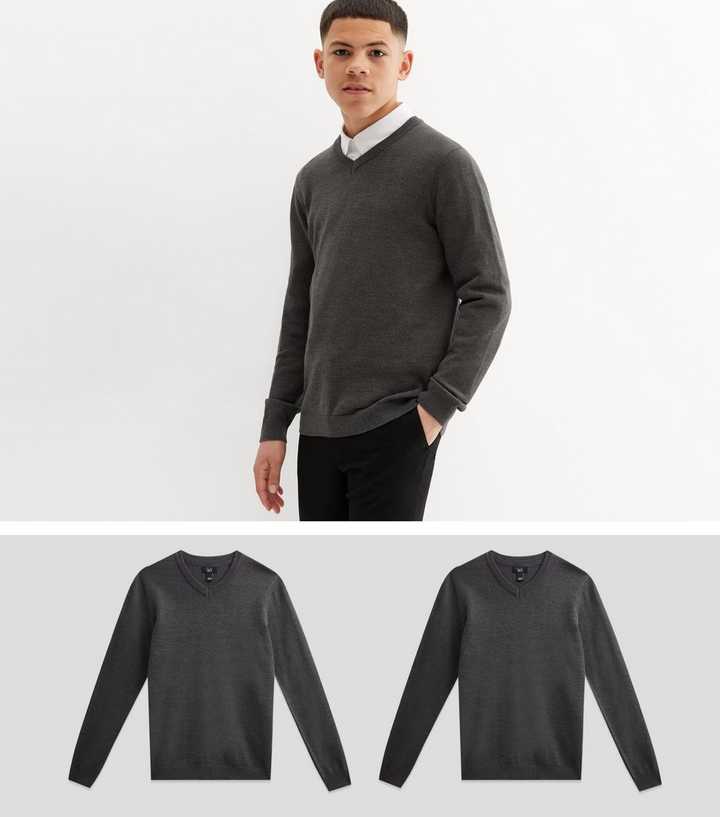 boys grey v neck jumper