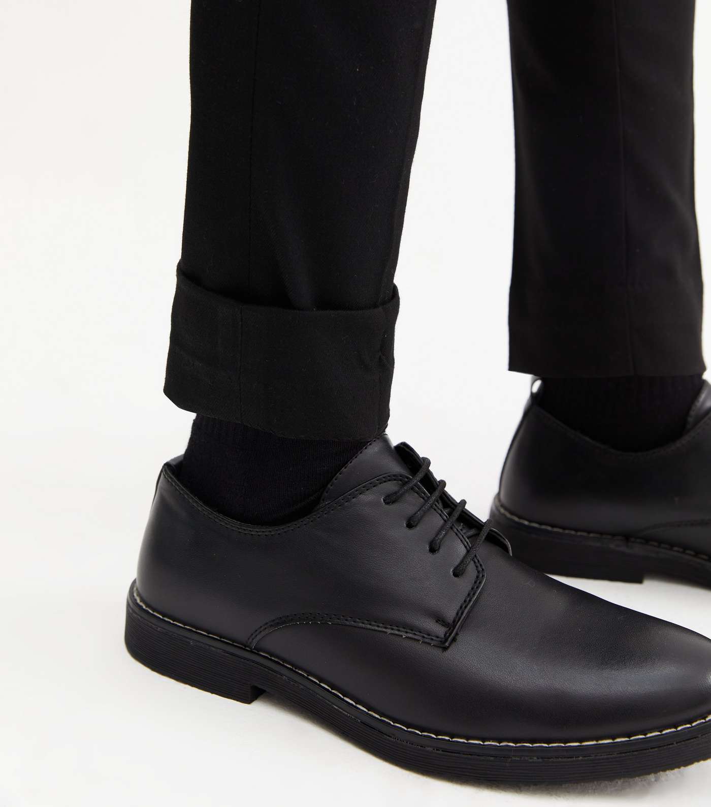 Boys Black Adjustable Waist Skinny School Trousers Image 7
