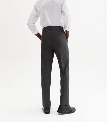 Boys School Trousers Grey Black Charcoal Grey Straight Leg Adjustable Waist 