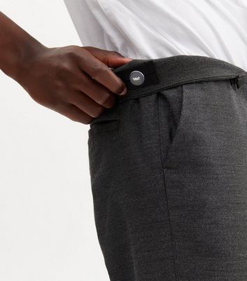 Boys Slim Fit School Trousers Smart Black Grey Navy Skinny Adjustable Waist   eBay
