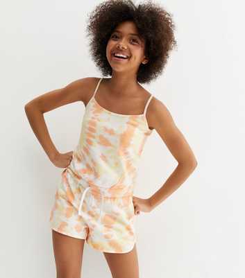 Girls Orange Tie Dye Runner Playsuit