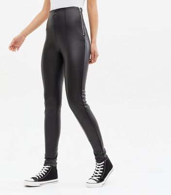Click to view product details and reviews for Tall Black Leather Look High Waist Zip Leggings New Look.