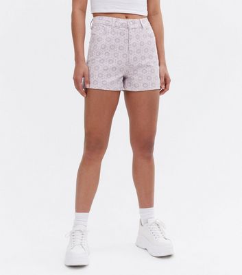Purple Floral Denim Shorts | New Look