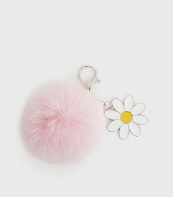 Pink Pom Pom Daisy Keyring