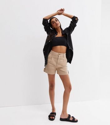 Stone High Waist Chino Shorts | New Look