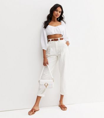 Off White Denim Belted High Waist 