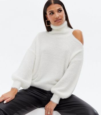 white cold shoulder jumper