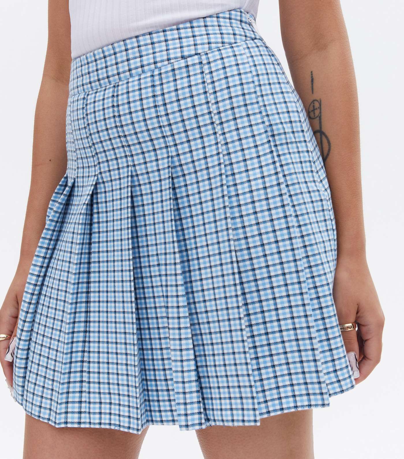 Petite Blue Check Mini Tennis Skirt Image 3