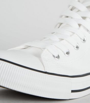 Teenager Schuhe für Mädchen Girls White Canvas High Top Trainers