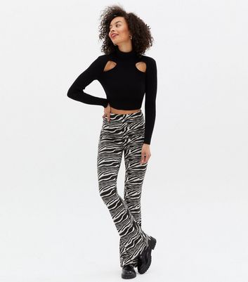 Tall Black Zebra Print Jersey Flared 