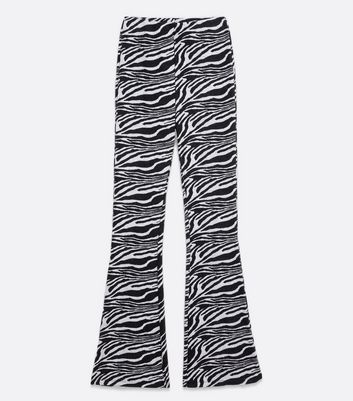Damen Bekleidung Tall Black Zebra Print Jersey Flared Trousers Damen Bekleidung Tall Black Zebra Print Jersey Flared Trousers