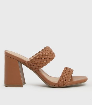 tan leather mules heels