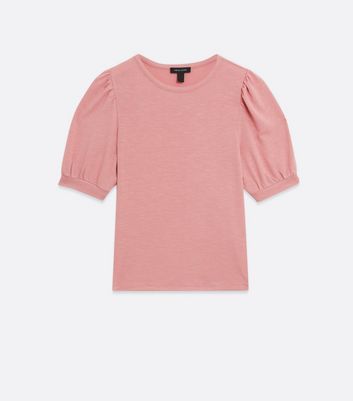 Bright Pink Fine Knit Puff Sleeve Top | New Look